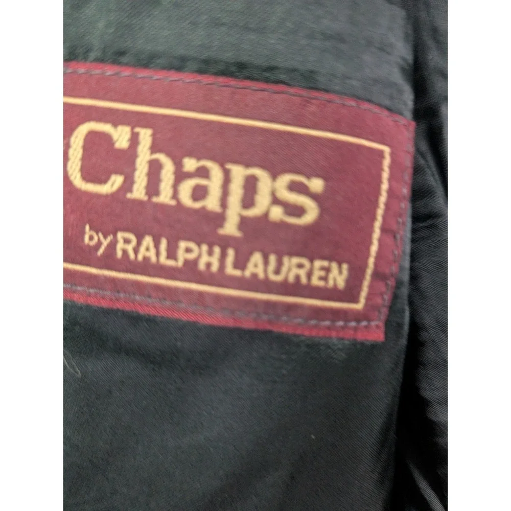 VTG Chaps Ralph Lauren‎ Men's Dark Gray Pinstripe Wool Blazer Size Est 40-42